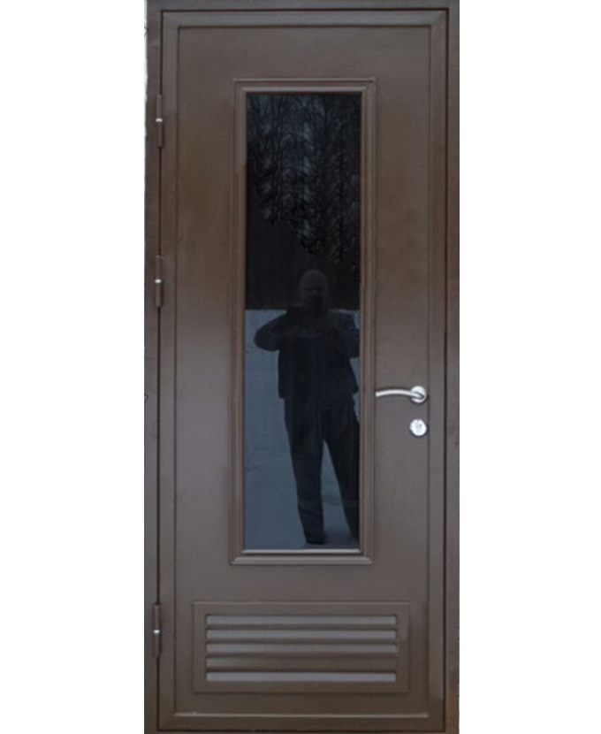 Железная уличная дверь Порошок со стеклом 1135