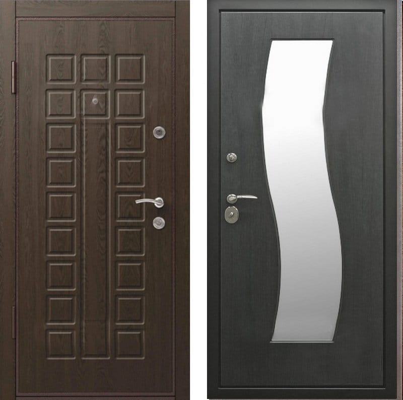 Дверь стальная МДФ/МДФ с зеркалом 414