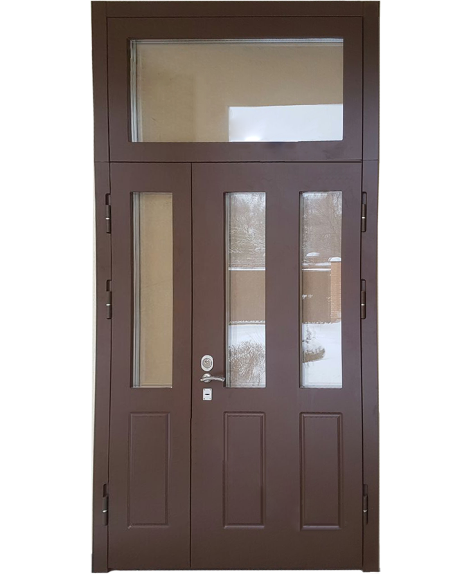 Стальная подъездная дверь МДФ со стеклом 1118