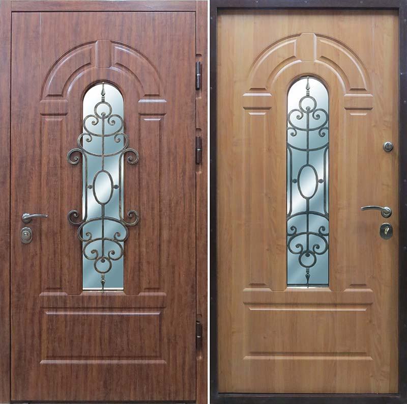 Железная дверь МДФ/МДФ с ковкой 1721