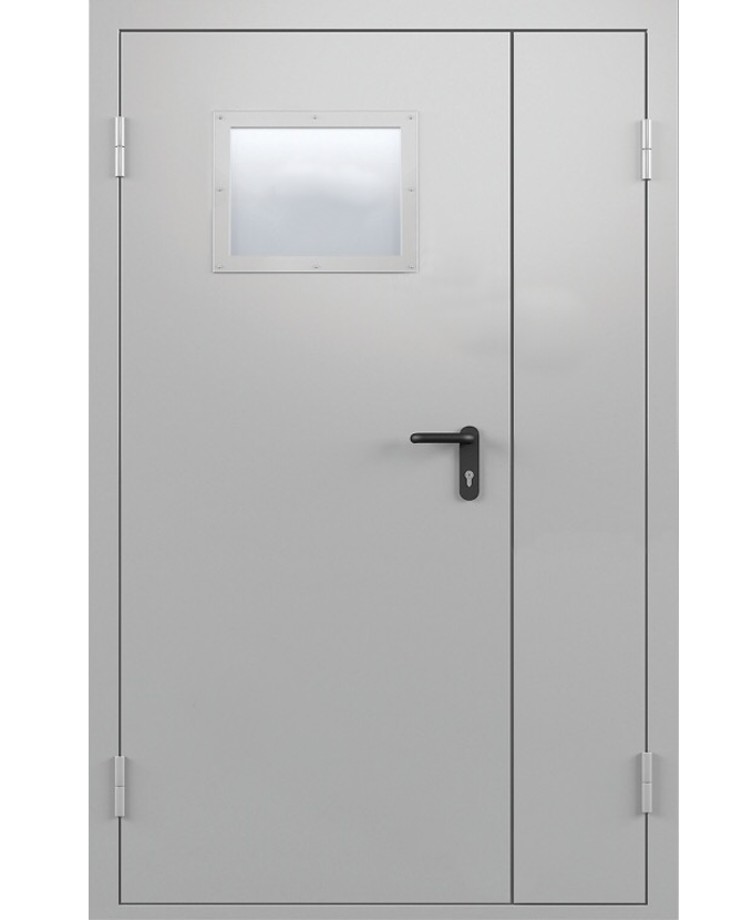Стальная входная тамбурная дверь порошок со стеклом 2009